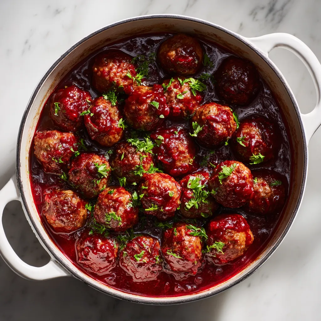 Sweet and Tangy Cranberry Glazed Meatballs with Homemade Sauce Perfect for Holiday Entertaining